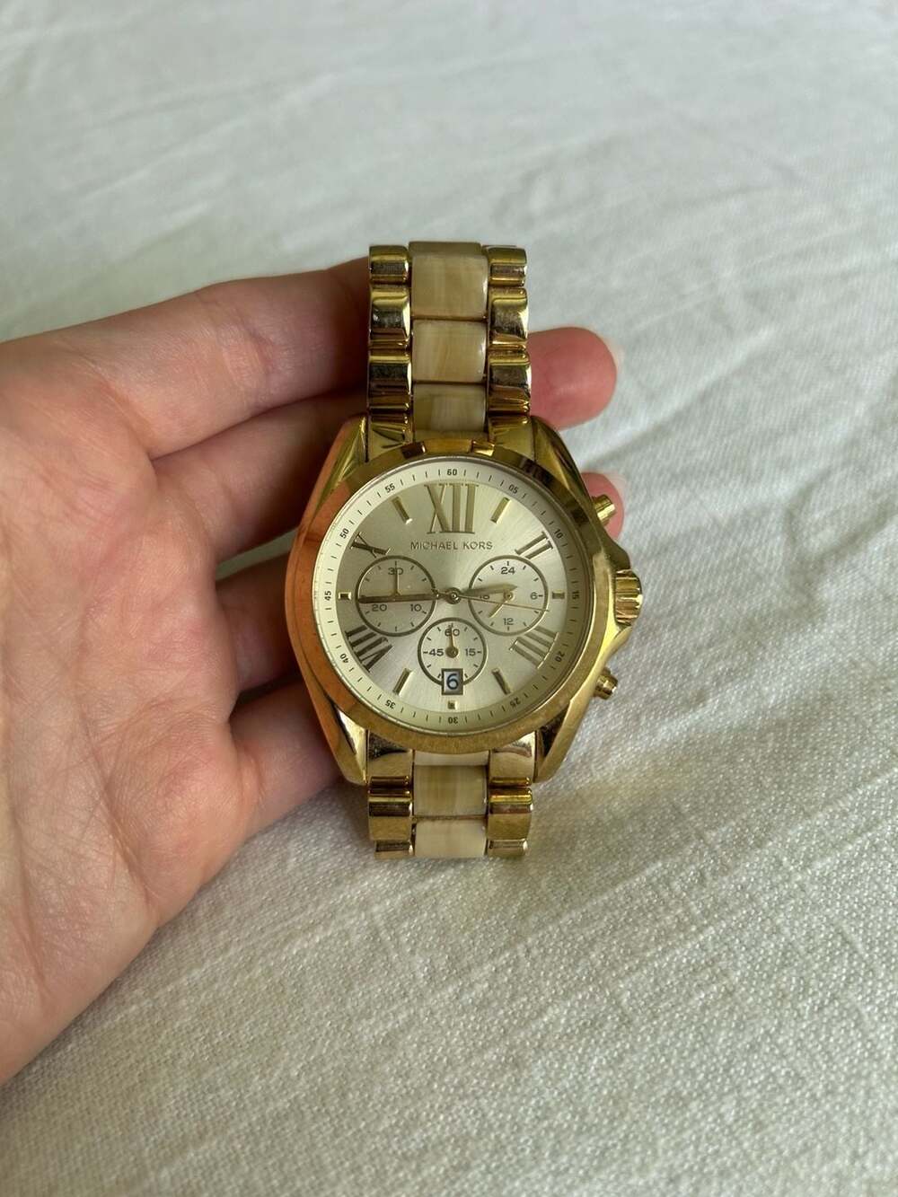 Michael Kors Bradshaw MK5722 Gold-Tone and Horn Acetate Chronograph Watch